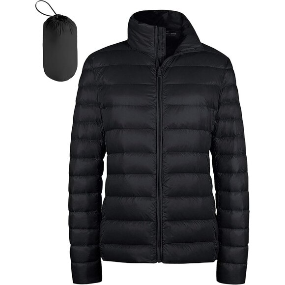 Women's Packable Down Jacket Lightweight Nylon Puffer Travel Cozy Warm - Picture 1 of 6